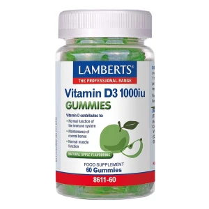 Lamberts Vitamin D3 1000iu Gummies με Φυσική Γεύση Μήλου, 60 Ζελεδάκια