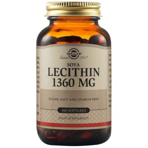 Solgar Lecithin 1360mg Συμπλήρωμα Διατροφής Λεκιθίνη Σόγιας για Τόνωση Νευρικού & Ανοσοποιητικού Συστήματος - Ιδανικό για Έλεγχο του Σωματικού Βάρους, 100softgels