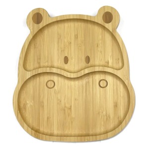 Ola Bamboo Plate with Succion Base Hippo Ξύλινο Πιάτο Ιπποπόταμος, 1τμχ