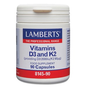 Lamberts Vitamin D3 2000iu & K2 90µg Φόρμουλα με Βιταμίνες D3 & Κ2, 90 κάψουλες