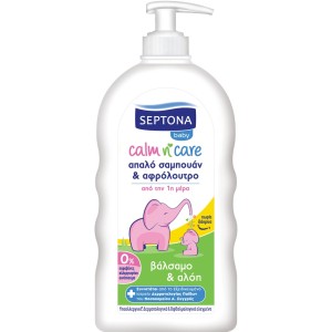 Septona Baby Calm n Care Βρεφικό Σαμπουάν & Αφρόλουτρο με Βάλσαμο & Αλόη, 500ml
