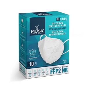 Musk Meltblown Protective Mask FFP2 NR Προστατευτική Μάσκα μιας Χρήσης Λευκή, 10τμχ