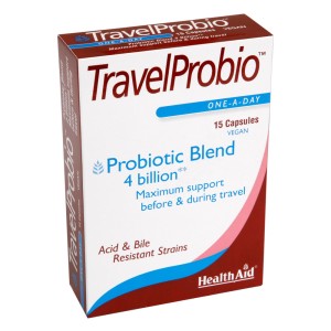 Health Aid TravelProbio Συμπλήρωμα Διατροφής για την Υγιή Λειτουργία του Εντέρου & την Δυσανεξία στην Λακτόζη, 15caps