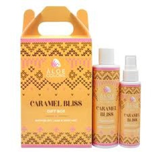 ALOE COLORS Promo Caramel Bliss Gift Box με Άρωμα Καραμέλα, Αλάτι και Ζεστή Βανίλια, Αφρόλουτρο Σώματος -200ml & Ενυδατικό Σπρέι Σώματος και Μαλλιών -100ml, 1σετ