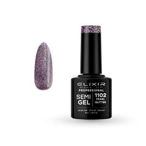 Elixir Make-up Semi Gel Ημιμόνιμο Επαγγελματικό Βερνίκι Νυχιών Νο1102 Pearl Glitter, 8ml