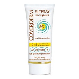 Coverderm Filteray Face Plus 2 in1 Αντηλιακή Κρέμα Προσώπου για Ξηρές/Ευαίσθητες Επιδερμίδες SPF50, 50ml