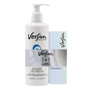 Version Azaderm Promo με Cleanser Gel Τζελ Καθαρισμού Προσώπου & Σώματος, 300ml & Cream Κρέμα Προσώπου κατά της Ακμής 30ml, 1σετ