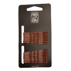 Ro Accessories Σετ Τσιμπιδάκια Μαλλιών Καφέ, 24τμχ