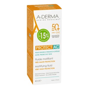  A-Derma Promο Protect AC Mattifying Fluid Λεπτόρρευστη Αντηλιακή Κρέμα Προσώπου για Ματ Αποτέλεσμα SPF50+, 40ml