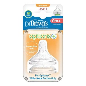 Dr. Browns Θηλές για Μπιμπερό Options+ με Φαρδύ Λαιμό 0-3m, 2τμχ