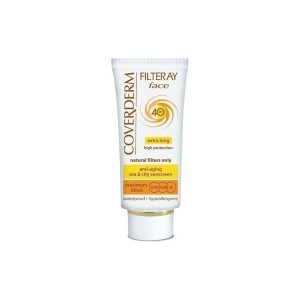 Coverderm Filteray Face SPF 40, Με φυσικά φωτοσταθερά φίλτρα, Για 3 τύπους ηλιακής ακτινοβολίας, UVA, UVB και IR, 50ml