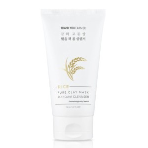 Thank You Farmer Rice Pure Clay Mask to Foam Cleanser Μάσκα Αφρώδες Καθαριστικό Προσώπου, 150ml 