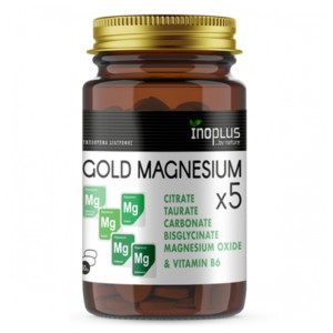 Inoplus Gold Magnesium x5 για την Καλή Λειτουργία των Μυών & του Νευρικού Συστήματος, 30 Δισκία