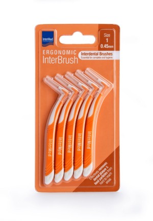 Intermed Ergonomic InterBrush Μεσοδόντια Βουρτσάκια Πορτοκαλί 0.45mm Μέγεθος 1, 5τμχ
