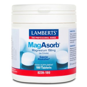 Lamberts MagAsorb Magnesium Citrate 150mg Συμπλήρωματα Διατροφής Μετάλλων, 180 ταμπλέτες