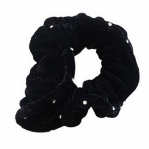 Ro Accessories Σούρα Μαλλιών Μαύρη Βελούδινη με Στρας, 1τμχ