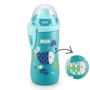 Nuk Junior Cup Chameleon Παγουράκι που Αλλάζει Χρώμα με Καπάκι Push-Pull 18m+ Ροζ Χταπόδι, 300ml