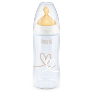 Nuk First Choice+ Μπιμπερό Λάτεξ Temperature Control 0-6m Λευκό Καρδιές, 300ml