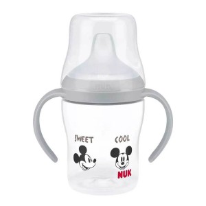 Nuk Εκπαιδευτικό Μπιμπερό Πλαστικό με Λαβές Γκρι για 6m+ 150ml