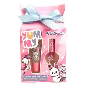 Martinelia Yummy Nail Polish & Lipgloss Set Βερνίκι Νυχιών 3ml Ροζ Ημιδιάφανο με Γκλίτερ & Glitter Lipgloss 6ml, 1σετ
