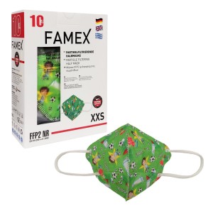 Famex Παιδική Μάσκα FFP2 NR Υψηλής Προστασίας Football Gool, 10τμχ
