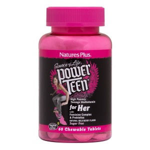 Natures Plus Power Teen for Her Πολυβιταμίνες για Κορίτσια στην Εφηβεία, 60 μασώμενες ταμπλέτες