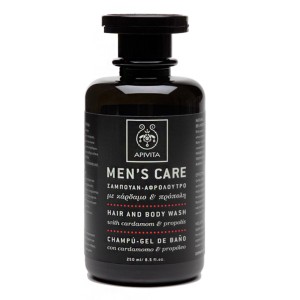 Apivita Mens Care Σαμπουάν Αφρόλουτρο με Κάρδαμο & Πρόπολη, 250ml