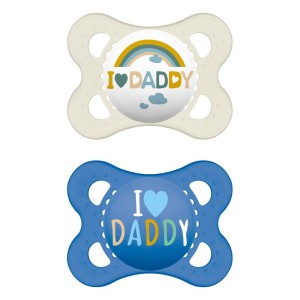 Mam Ορθοδοντικές Πιπίλες Σιλικόνης I Love Daddy για 2-6 μηνών Μπλε/Λευκή, 2τμχ