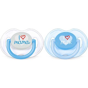 Philips Avent Fashion SCF172/51 Πιπίλα Σιλικόνης 0-6m, Λευκό - Γαλάζιο, 2 τεμάχια