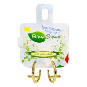 Farma Bijoux Υποαλλεργικά Σκουλαρίκια Χρυσοί Κρίκοι με Σταυρό 20mm, 1 ζευγάρι