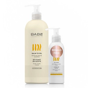 Babe Promo Balm To Oil Nourishes Repairs & Soothes Καταπραϋντικό Βάλσαμο Σώματος, 500ml & Δώρο Oil Soap Αφρόλουτρο Εμπλουτισμένο με Έλαια για Ξηρό/Ατοπικό Δέρμα, 100ml