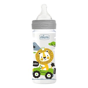 Chicco Well Being (Α60-28623-30) Πλαστικό Μπιμπερό με Θηλή Σιλικόνης Μέτριας Ροής 2m+, 250ml