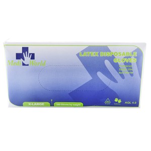 MEDI-WORLD ΓΑΝΤΙΑ ΕΞΕΤΑΣΤΙΚΑ LATEX POWDERED (100τεμ) - (X-LARGE)