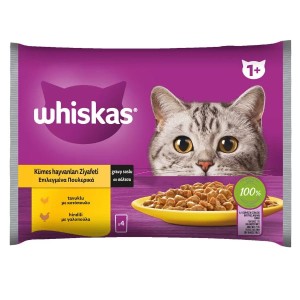 WHISKAS ΓΑΤΟΤΡΟΦΗ ΠΟΥΛΕΡΙΚΑ ΣΕ ΣΑΛΤΣΑ 4x85gr.