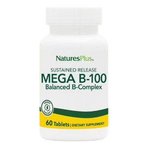 Natures Plus Mega B-100 Complex Ισχυρή Φόρμoυλα Βιταμινών Β, 60tabs