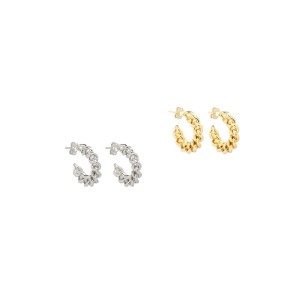 Ro-Ro Accessories Σκουλαρίκι Κρίκος Αλυσίδα, E118, 25mm, 1 ζευγάρι