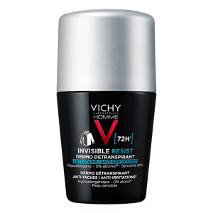 Vichy Homme Invisible, Anti-Stain - Anti Irritation Roll-On Αποσμητικό Κατά των Σημαδιών και της Έντονης Εφίδρωσης, 50ml