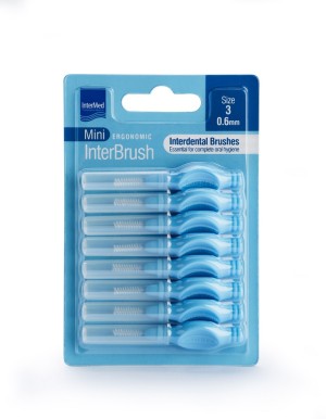  Intermed Mini Ergonomic InterBrush Μεσοδόντια Βουρτσάκια Γαλάζια 0.6mm Μέγεθος 3, 8τμχ