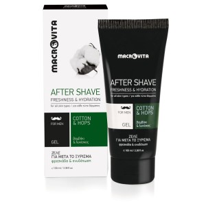 Macrovita - After Shave Gel Τζελ για μετά το ξύρισμα με βαμβάκι & λυκίσκο, 100ml