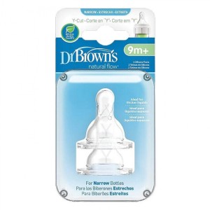 Dr. Browns Options Y-CUT Θηλές Σιλικόνης για Μπιμπερό με Στενό Λαιμό 9m+, 2τμχ