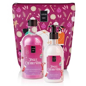 Lavish Care Jingle Cherry Rum Σετ Περιποίησης Jingle Cherry Rum Bath & Shower Gel, 500ml & Jingle Cherry Rum Glitter Body Lotion, 300ml, 1σετ