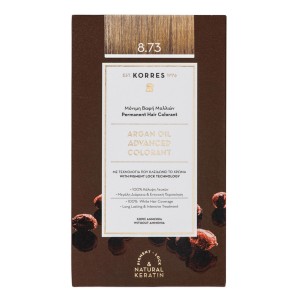 Korres Argan Oil Advanced Colorant Μόνιμη Βαφή Μαλλιών 8.73 Χρυσή Καραμέλα, 50ml