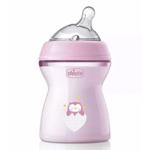  Chicco Natural Feeling Μπιμπερό Πλαστικό με Θηλή Σιλικόνης 2m+ Ροζ, 250ml
