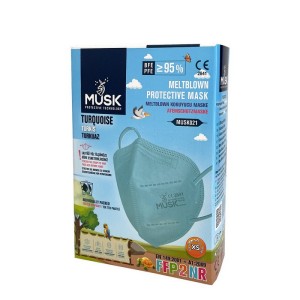 Musk Meltblown Protective Mask FFP2 NR Παιδική Προστατευτική Μάσκα Μιας Χρήσης Τιρκουάζ, 10τμχ