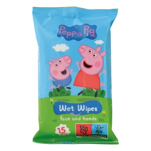 Peppa Pig Υγρά Μαντηλάκια Καθαρισμού για Πρόσωπο & Χέρια, 15τμχ