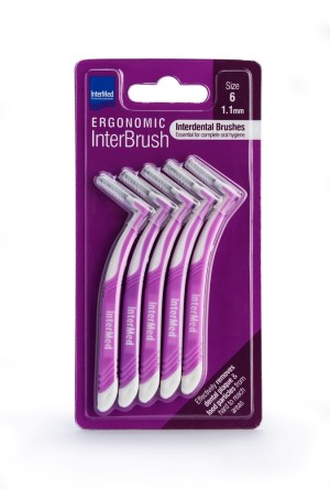  Intermed Ergonomic InterBrush Μεσοδόντια Βουρτσάκια Μωβ 1.1mm Μέγεθος 6, 5τμχ