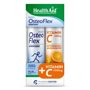 Health Aid Promo Pack Osteoflex Fizzy για τις Αρθρώσεις 20 αναβρ.δισκία & ΔΩΡΟ Vitamin C 1000mg Γεύση Πορτοκάλι 20 αναβρ.δισκία