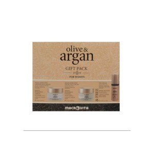 Macrovita Olive & Argan Gift Pack For Women Κρέμα Προσώπου Κανονικό-Μικτό δέρμα 50ml, Κρέμα Νύχτας 50ml & Δώρο Κρέμα Ματιών 30ml