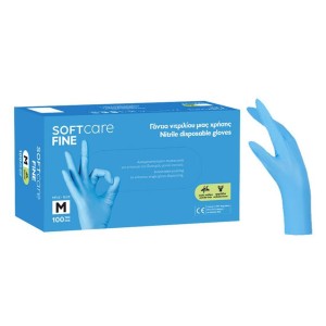 Soft Care Fine Γάντια Νιτριλίου Μπλε Medium, 100τμχ
