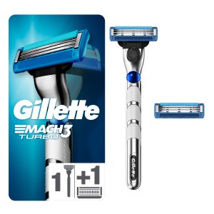 Gillette Mach3 Turbo Λαβή Aνδρικής Ξυριστικής Μηχανής, 1τμχ & Ανταλλακτικές Κεφαλές, 2τμχ
